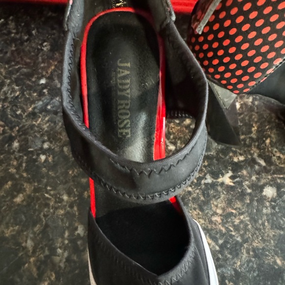 Chic Black and Red High Heels with Ankle Strap - Picture 8 of 10